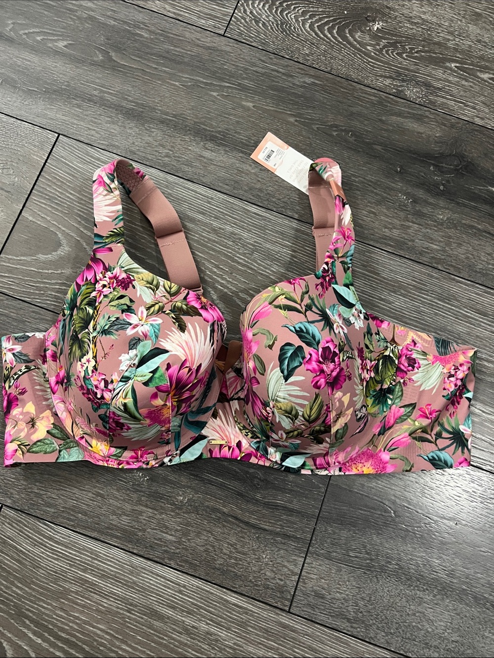 Cacique Pink Floral Underwire Bra